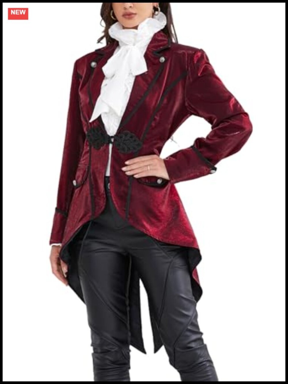 Women Gothic Victorian Tailcoat Jacket Steampunk Medieval Pirate Cosplay Coat